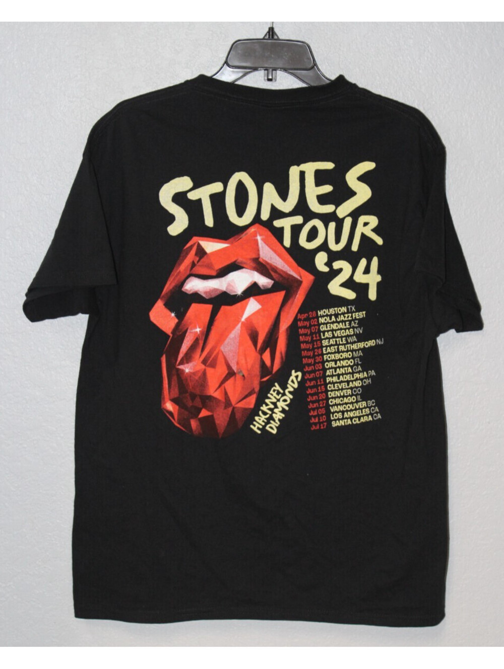 Rolling Stones 2024 Hackeny Diamonds Concert Tour T-Shirt SMALL 21.5 Pit To Pit